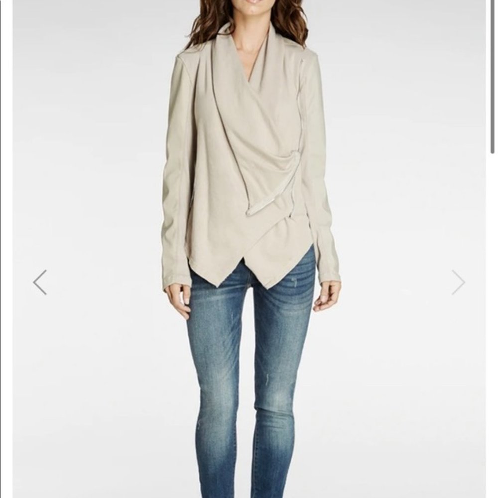 BlankNYC Drape Mixed Knit and Leather Moto Jacket